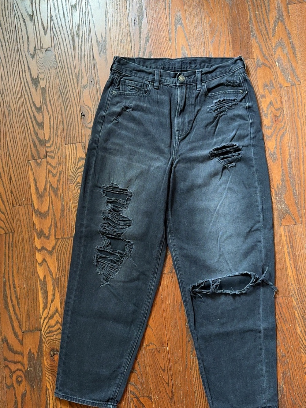 American Eagle Outfitters Black Distressed Boyfriend Jeans